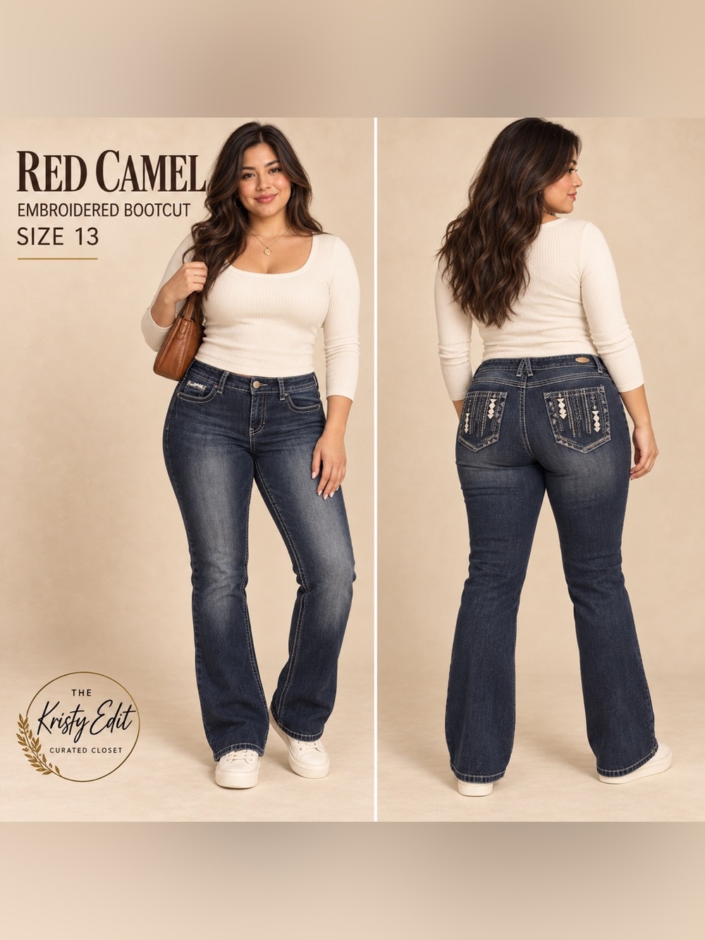 Red Camel Rose Y2K Embroidered Bootcut Jeans Dark Wash Size 13 5RC1065R